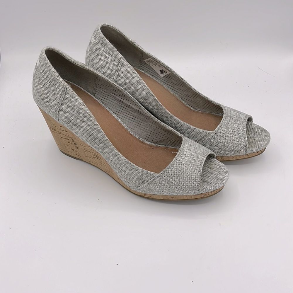 Toms Stella peep toe wedge